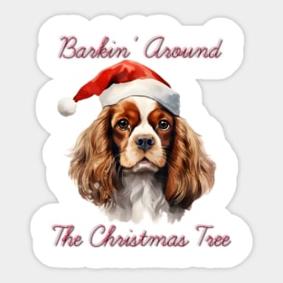 Cavalier King Charles Spaniel Dog in Santa Hat Sticker